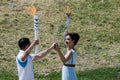 Last rehersal of the The Lighting Ceremony of the Flame for the Royalty Free Stock Photo